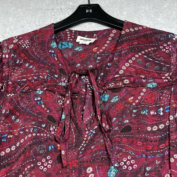 Zadig & Voltaire Dress Womens L Purple Remus Psyche Designer Long Sleeve A-Line - Picture 2 of 13